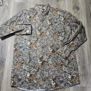 VTG North River Mens LT Camo Button Long Sleeve Hunting‎ Deer AOP Buck Print